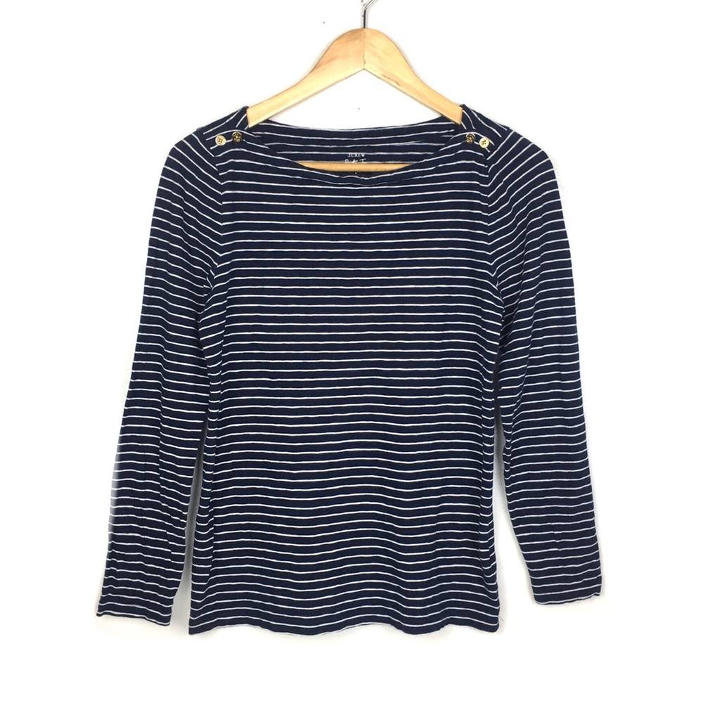 J. Crew Painter Tee Nautical Blue White Tshirt -L
